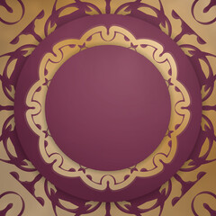 Brochure template burgundy with Indian gold pattern for your congratulations.