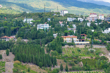 Views from Mount Bolgatura to Gurzuf. Mountain landscapes of Crimea