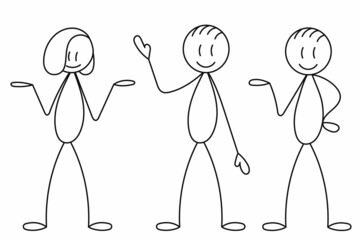 stick figure, people on white background, vector, isolated