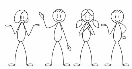 stick figure, people on white background, vector