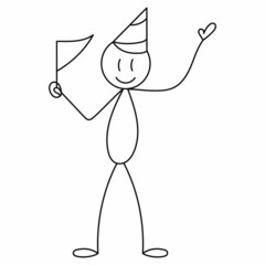 stick figure, holiday man on white background, vector, isolated