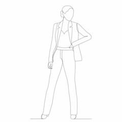 girl drawing by one line on a white background,