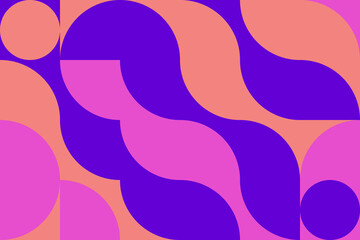 Modern poster in Scandinavian style in trending colors. Geometric pattern in a flat style. Purple, coral and pink. Vector.