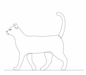 cat drawing one line on a white background