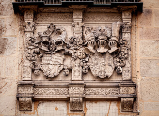 Stuttgart,  Germany - Count Eberhard I, Duke of Wuerttemberg coat-of-arms on the wall of the Old Castle