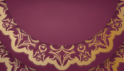 Obraz na płótnie Canvas Burgundy background with abstract gold ornament for design under your text