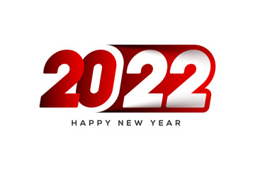 Happy New Year 2022 text typography design patter in red color, vector illustration
