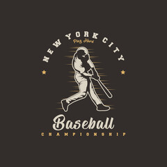 Silhouette Baseball logo vector illustration or emblem template