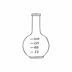 Doodle laboratory glass equipment in vector. Hand drawn laboratory glass in vector. Doodle chemistry concept with lab glass