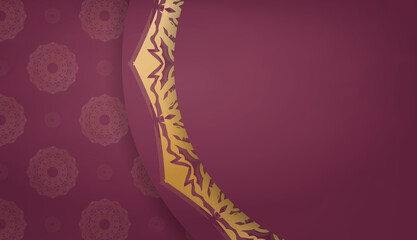 Burgundy background with abstract gold pattern and place under your text