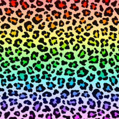 Rainbow leopard spotted fur pattern. Vector
