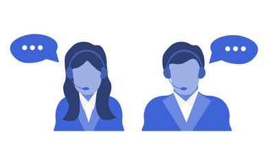 Call Center Operators at Work Flat Vector Concept
