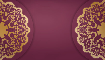 Burgundy background with abstract gold pattern for design under your text