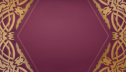 Burgundy background with antique gold ornaments and space for text