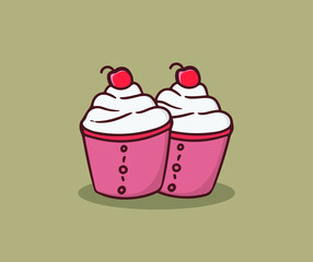 Santa Cupcakes hand drawing illustration