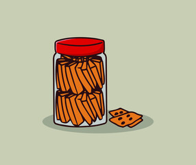 Jar full of biscuits hand drawing illustration