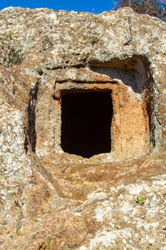 Picture of The Tomb ,The Etruscan rock necropolis of San Giuliano, one of which is called "Caiolo" is part of the Marturanum Regional Park,located between Blera and Barbarano Romano, Italy