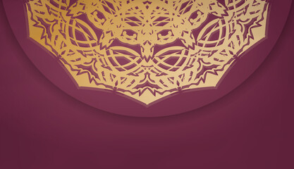 Burgundy background with golden mandala pattern and place under your text