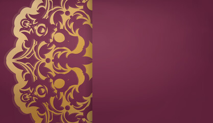 Burgundy background with golden mandala pattern and place under your text