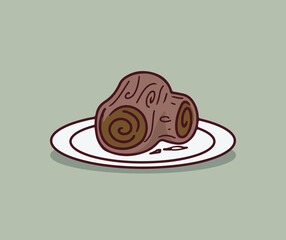 Buche de Noel hand drawing illustration