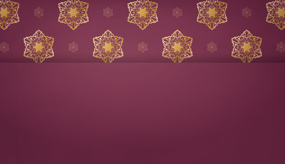 Burgundy background with greek gold ornaments and logo space