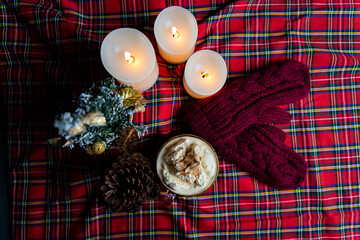 Festive cup of coffee with cream