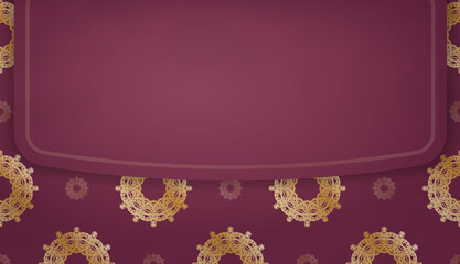 Burgundy background with greek gold ornaments for logo design