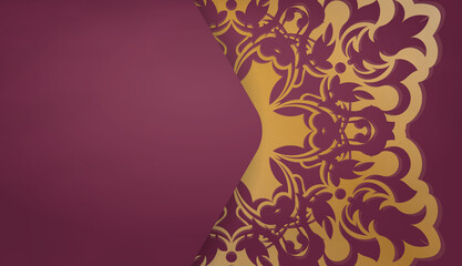 Burgundy background with greek gold pattern and place for logo or text