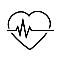 Hearth beat line icon, health medical heartbeat symbol isolated on white background, hospital logo, vector illustration.