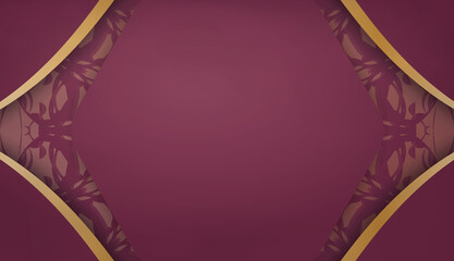 Burgundy background with greek gold pattern for design under logo or text