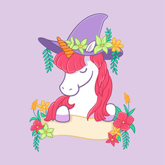 illustration vector graphic of unicorn cute 3