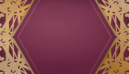 Burgundy background with Indian gold ornaments and place for logo or text