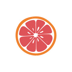 Cute sliced grapefruit icon. Vector flat hand drawn illustration in cartoon style