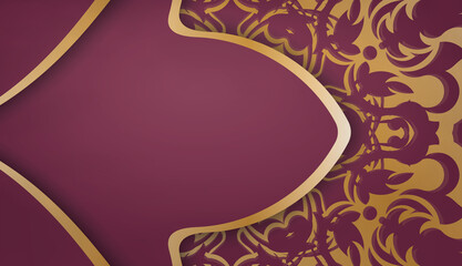 Burgundy background with Indian gold ornaments and space for your logo
