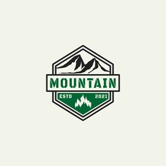 mountain vintage logo. old style. vector illustration for business logo or icon
