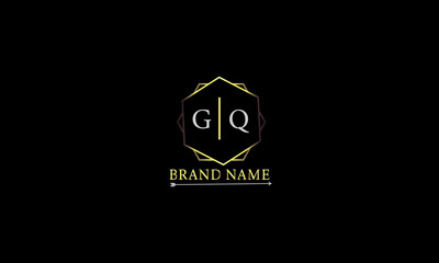 GQ is unique luxury logo with a attractive golden color and black background.