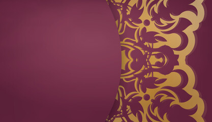 Burgundy background with luxurious gold ornaments and logo space