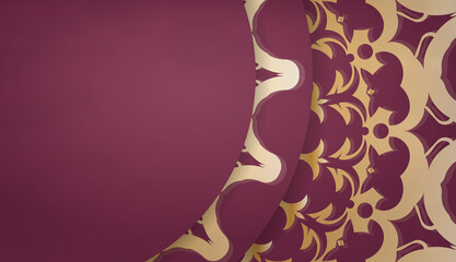 Burgundy background with luxurious gold ornaments and space for text