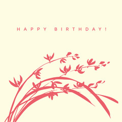 Elegant red orchid flowers vector silhouette.