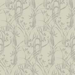 Obraz premium Soft tender orchid flowers sketch seamless pattern