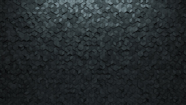 Polished, 3D Wall background with tiles. Diamond Shaped, tile Wallpaper with Concrete, Futuristic blocks. 3D Render