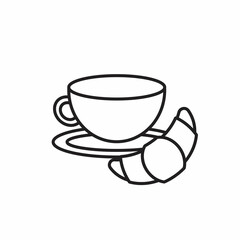 coffee and croissant icon. simple outline coffee and croissant icon