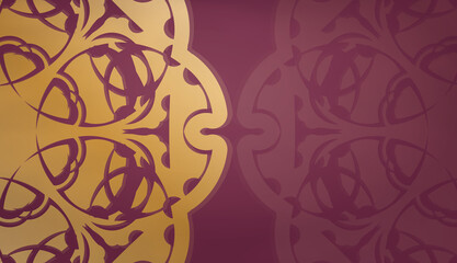 Burgundy background with luxurious gold pattern and space for your logo
