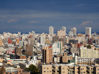 Fototapeta na wymiar 旭山記念公園から見下ろした札幌市街地