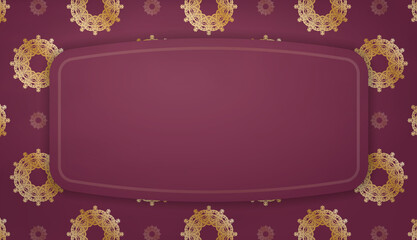Burgundy background with luxury gold pattern for logo or text design