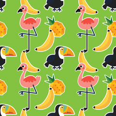 cute colorful tropical stuffs seamless