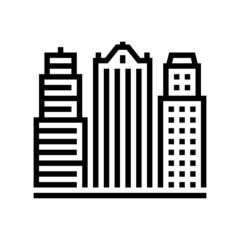 skyscraper business center building line icon vector. skyscraper business center building sign. isolated contour symbol black illustration