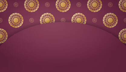 Burgundy background with vintage gold ornament for design under your logo