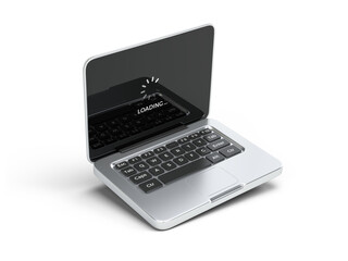 Cartoon Modern Laptop isolated on a white background - laptop icon. 3d rendering