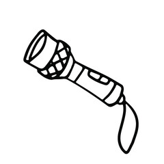 Flashlight in doodle style. Isolated vector.